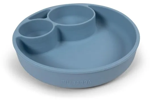 Filibabba Silikon-Teller mit Unterteilungen - Puderblau