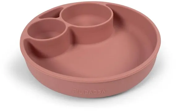 Filibabba Silikon-Teller mit Unterteilungen - Rose
